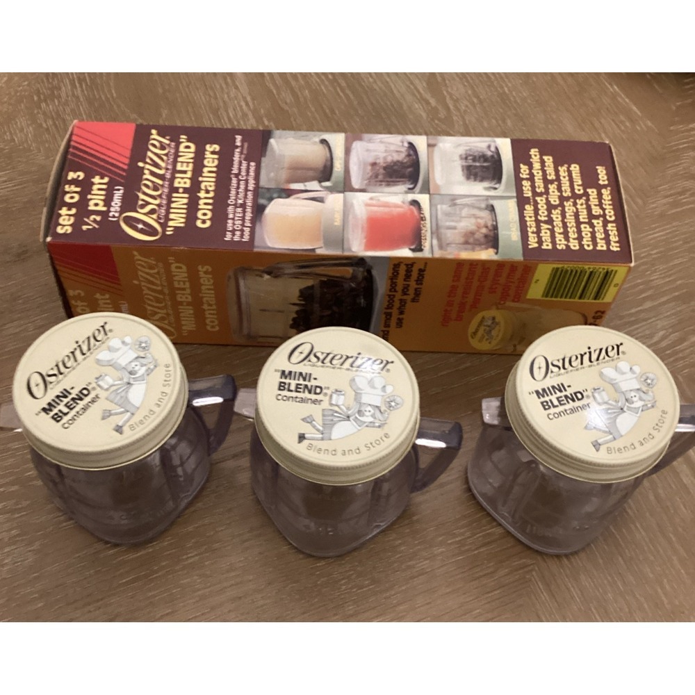 Osterizer Plastic "Mini-Blend" Containers 1/2 Pint 927-62 Vintage New Set of 3